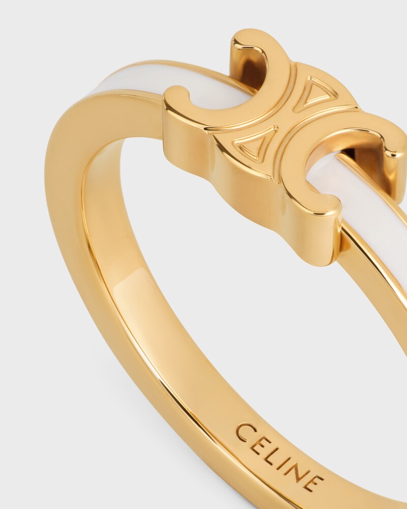 Triomphe Ring in Enamel and Brass with Gold Finish - GOLD / IVORY -  - 1 | CELINE