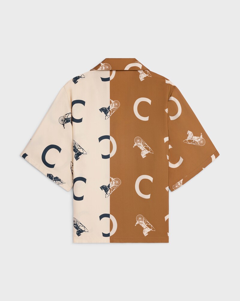 CAMISA DE PIJAMA DE SARGA DE SEDA - BLANCO CRUDO/CAMEL -  - 1 | CELINE