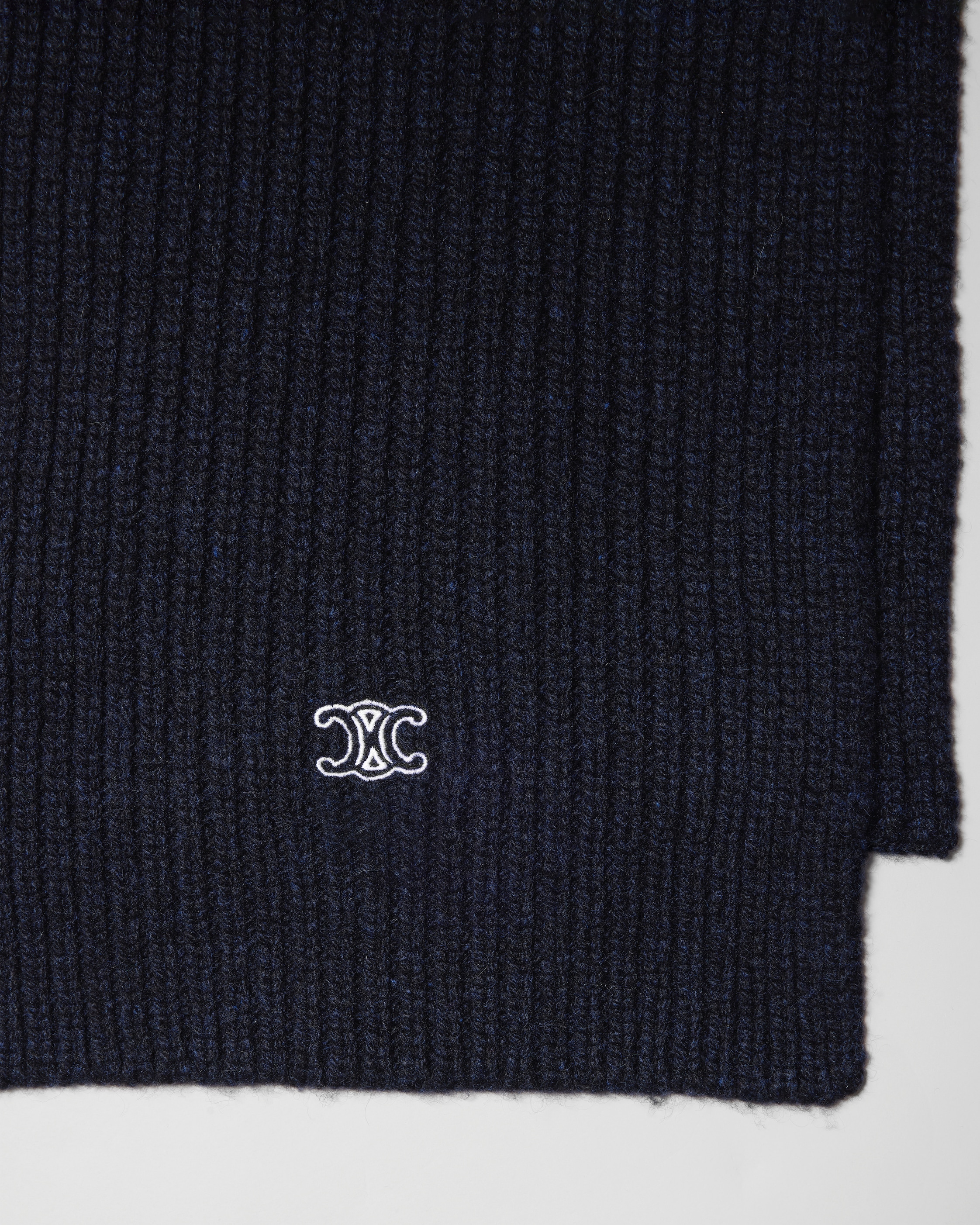 RIBBED CASHMERE SCARF - NAVY | CELINE
