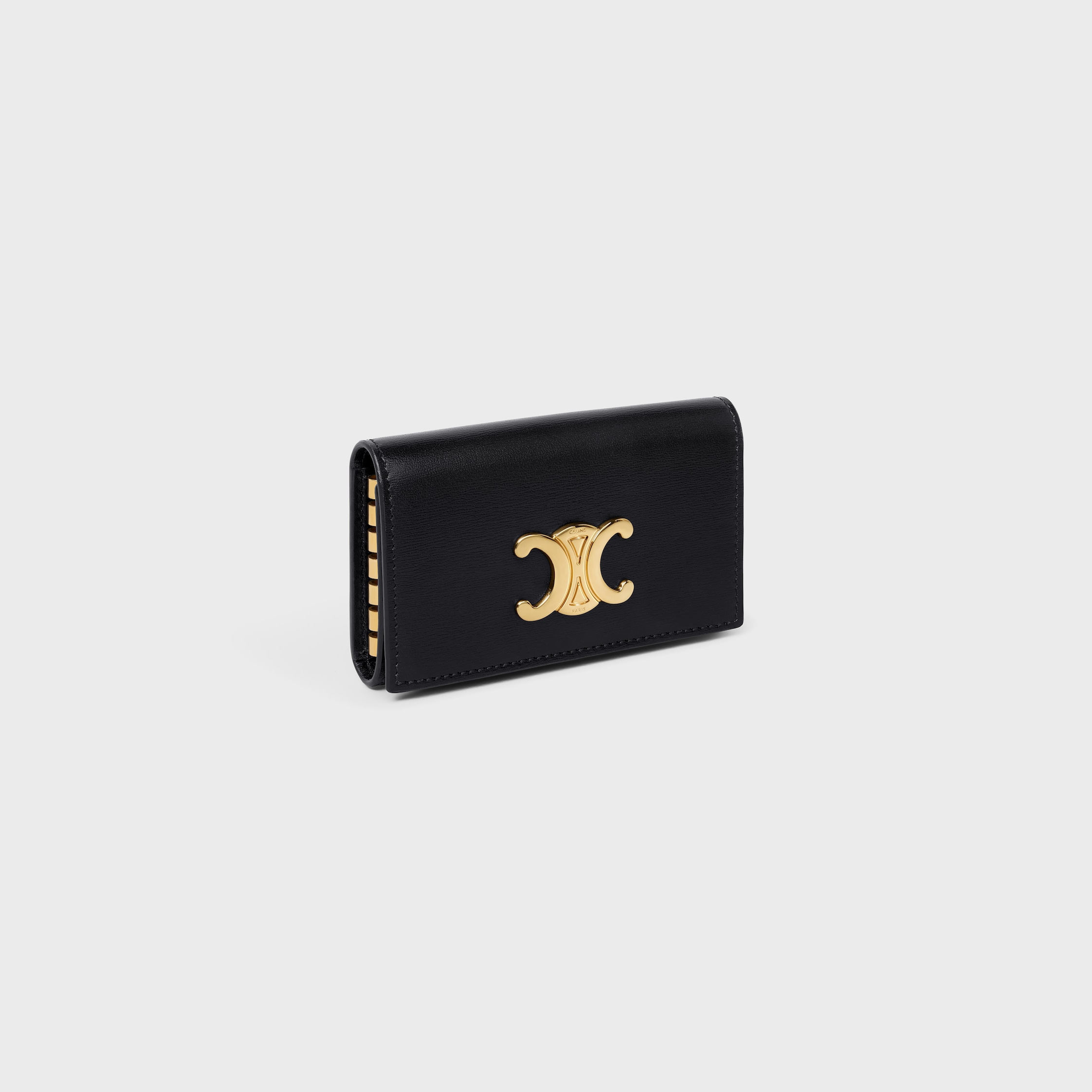 【美品】CELINE トリオンフ キーケース シャイニーカーフスキン箱/布袋付き トリオンフ キーケース / シャイニーカーフスキン - ブラック | CELINE