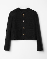 icone jacket IN cashmere and wool natté - BLACK -  - 1 | CELINE