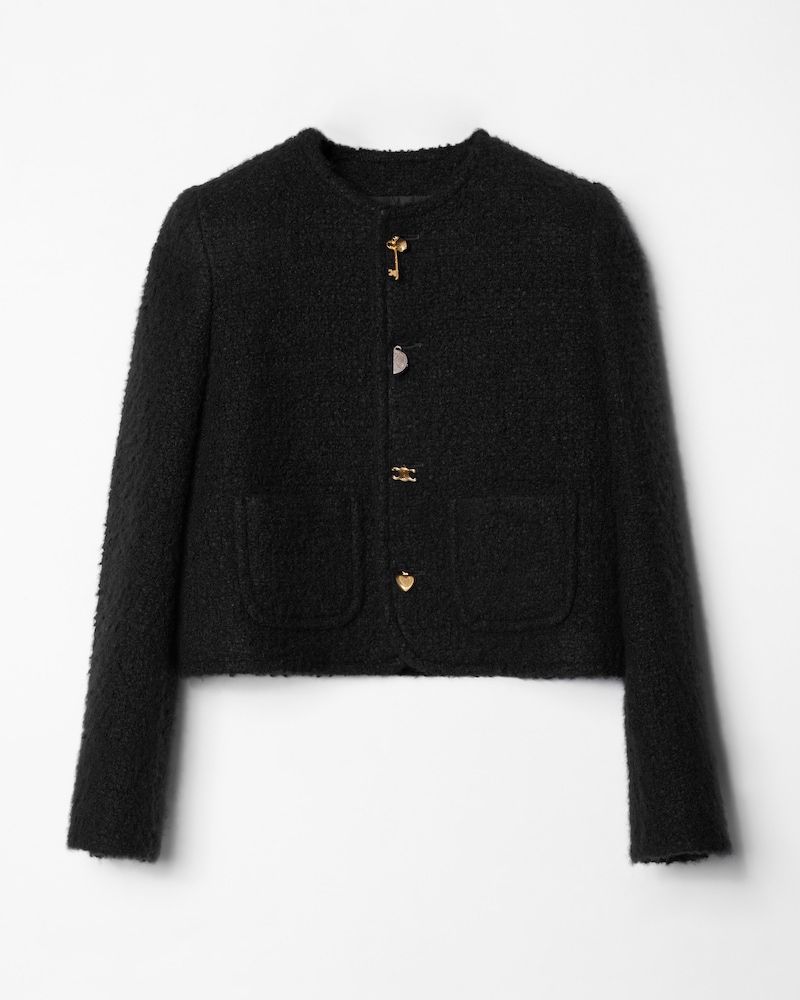 icone jacket IN cashmere and wool natté - BLACK -  - 1 | CELINE