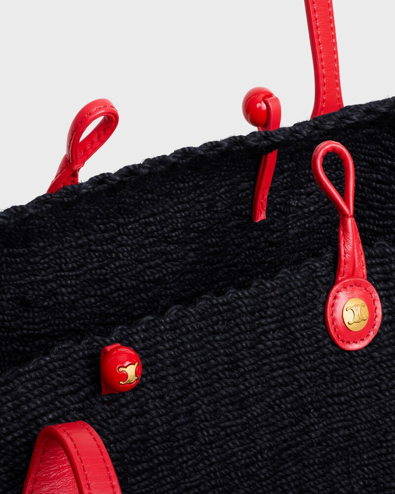 CESTINHA GRANDE TRIOMPHE EM SISAL E PELE DE BEZERRO - PRETO / VERMELHO - NOVO - 1 | CELINE