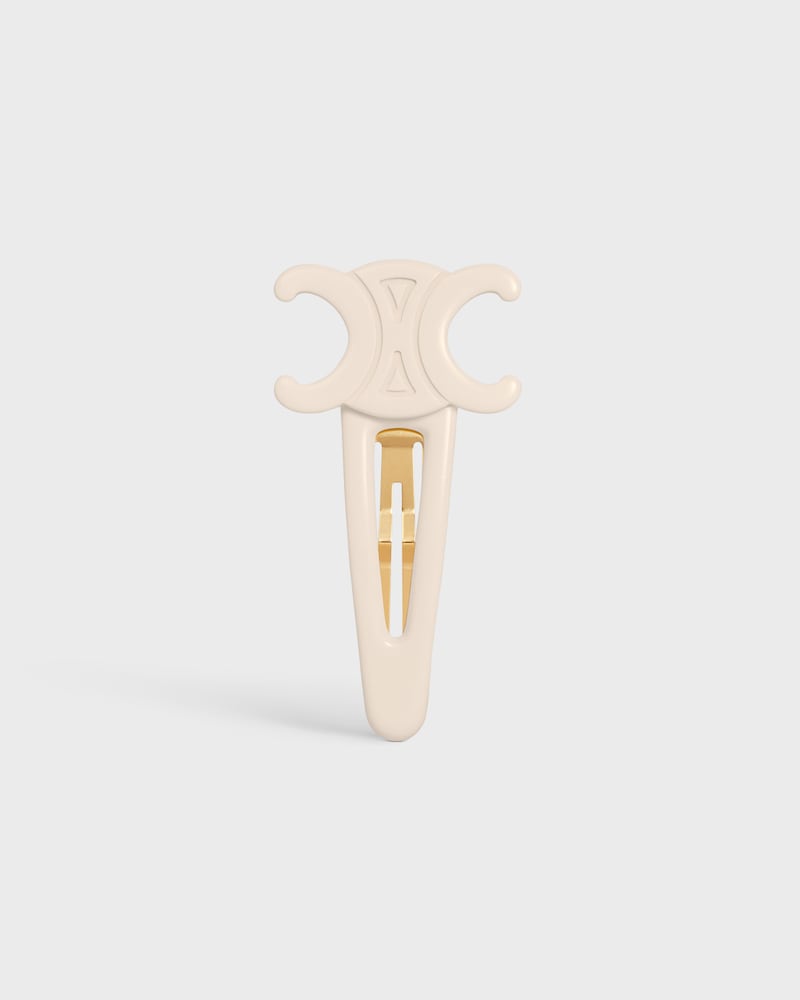 Celine Large Snap Hair Clip in Acetate and Steel - IVORY / GOLD - HAIR ACCESSORIES - 1 | CELINE