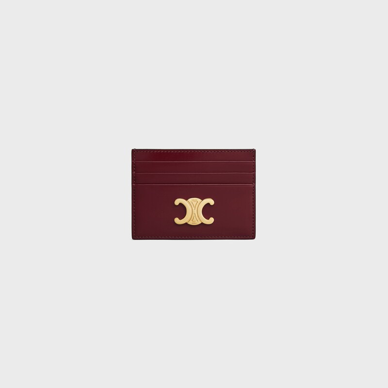 CARD HOLDER TRIOMPHE IN Shiny calfskin - LIGHT BURGUNDY - CARD HOLDERS - 1 | CELINE