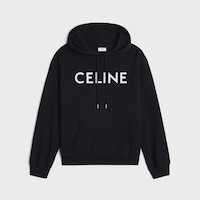 CELINE LOOSE HOODIE IN COTTON FLEECE - BLACK / WHITE -  - 1 | CELINE