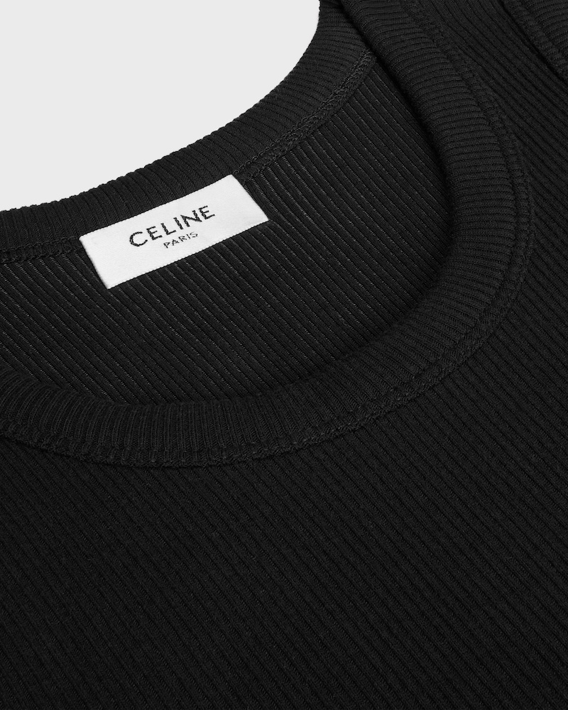 Canotta in seta di cotone a coste - NERO/BIANCO -  - 1 | CELINE