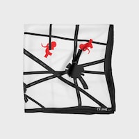 square IN ELEPHANT SILK TWILL - OPTIC WHITE/RED/BLACK -  - 2 | CELINE