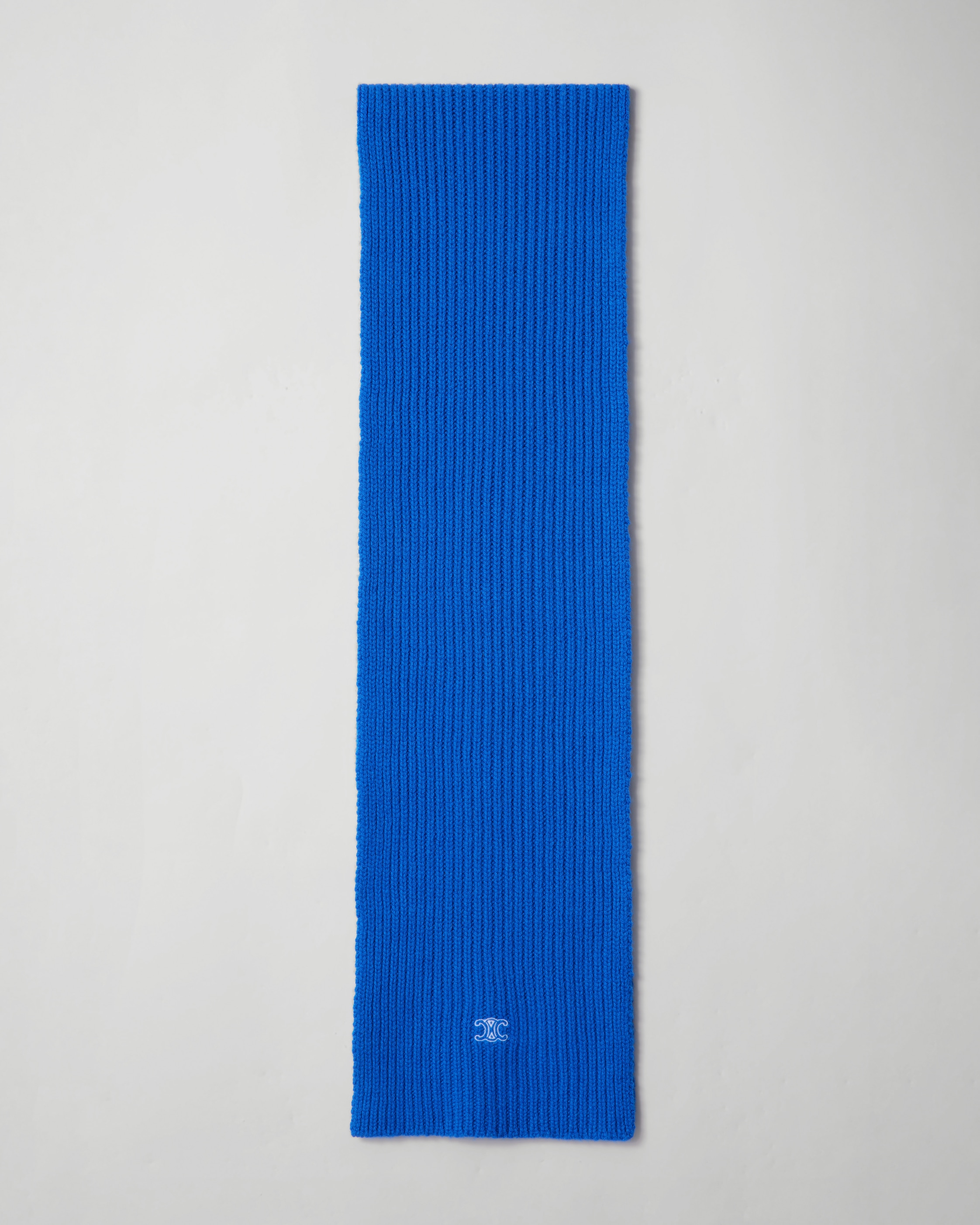 RIBBED CASHMERE SCARF - ROYAL BLUE | CELINE