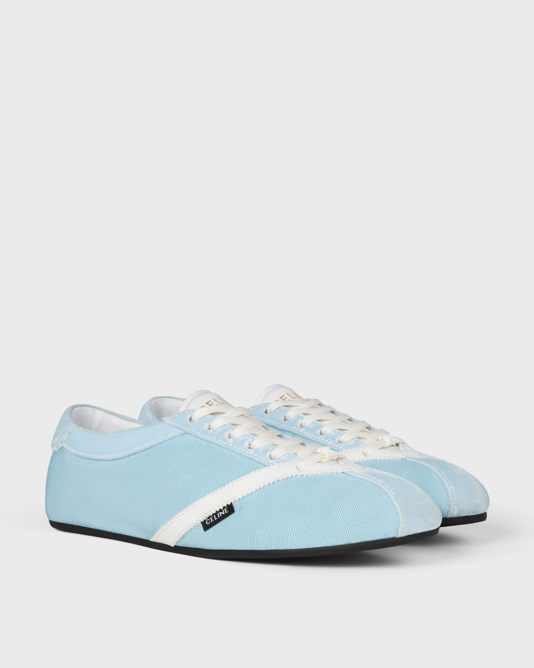 THE FLAT SNEAKER IN GROS GRAIN, VELVET, SUEDE GOATSKIN AND