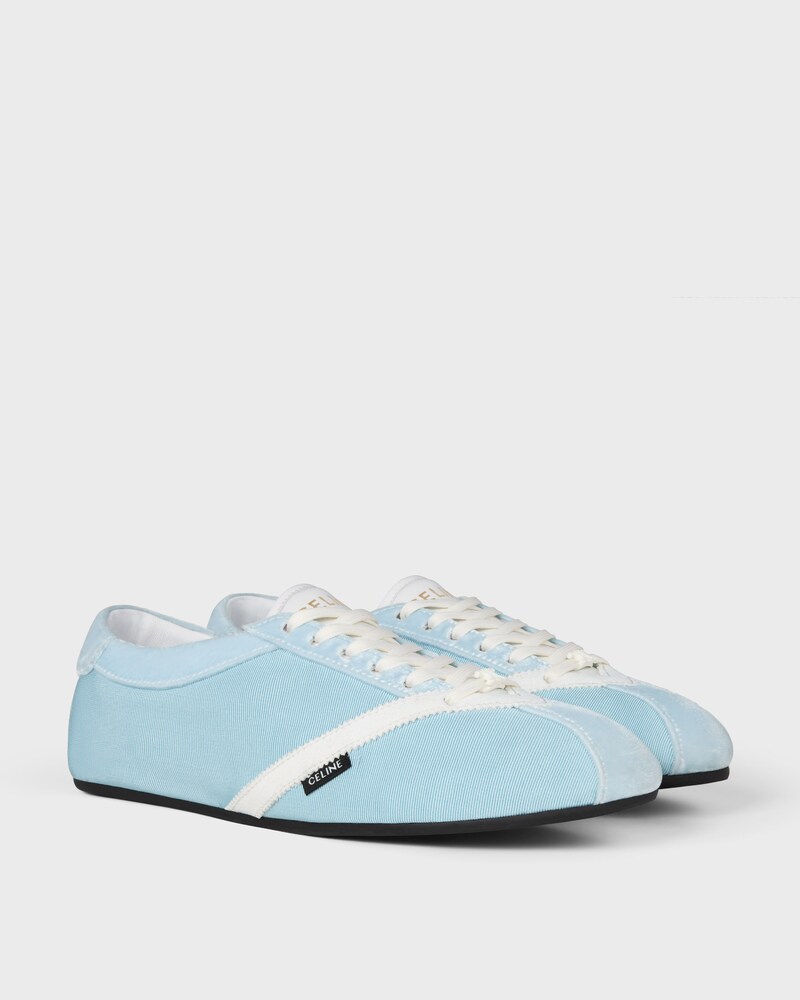 THE FLAT SNEAKER EN GROS GRAIN, VELOURS, CUIR DE CHÈVRE VELOURS ET CUIR D'AGNEAU - BLEU CLAIR / BLANC OPTIQUE -  - 1 | CELINE