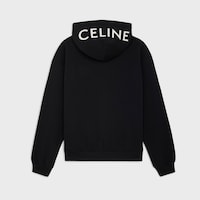 zipped hoodie IN cotton fleece - BLACK / WHITE -  - 2 | CELINE