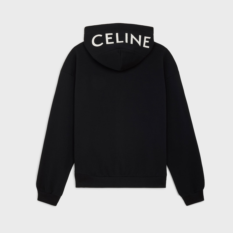 hoodie zipp&eacute; molleton coton - NOIR / BLANC -  - 1 | CELINE