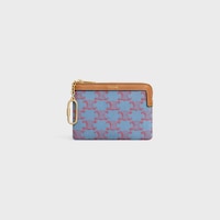 Porte-monnaie  Textile avec Triomphe All Over - BLEU DENIM / ROUGE - NOUVEAUT&Eacute;S - 1 | CELINE