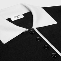 JERSEY ESTILO POLO DE CACHEMIRA DE SEDA FINA - NEGRO / BLANCO -  - 2 | CELINE