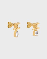 Triomphe Twinkle Earrings in Strass and Brass with Gold Finish - GOLD - EXCLUSIVE SELECTION - 2 | CELINE