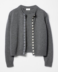 twinset cardigan IN heritage cashmere - GREY -  - 1 | CELINE