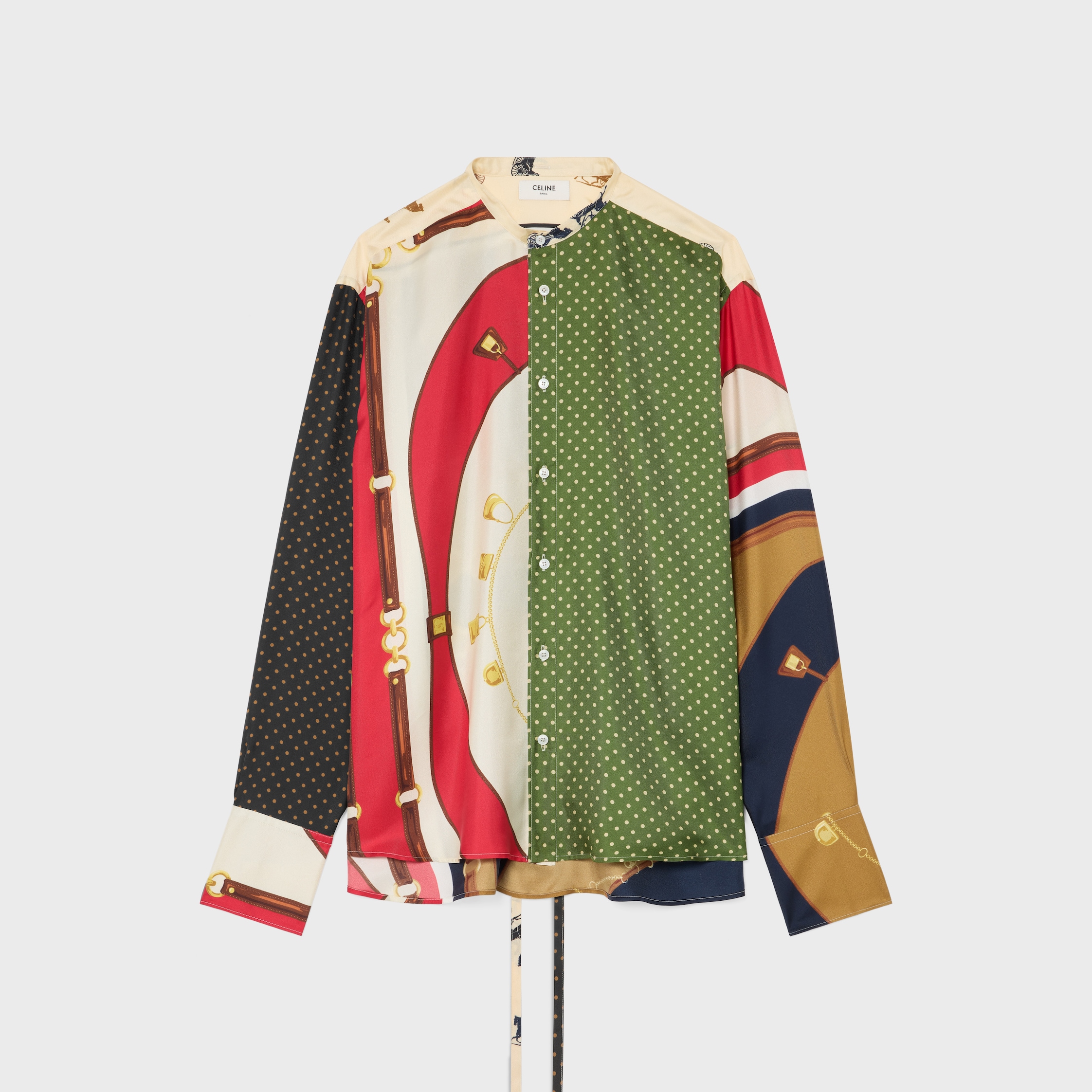 CELINE 23SS マルチカラーシャツ loose shirt IN printed silk twill - MULTICOLOR | CELINE