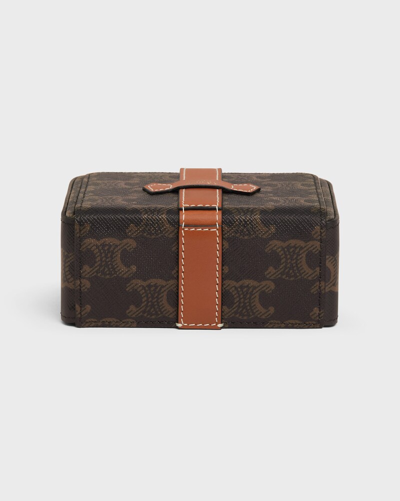 Small Jewels Case in Triomphe Canvas and Calfskin - TAN - SMALL GIFTS - 1 | CELINE