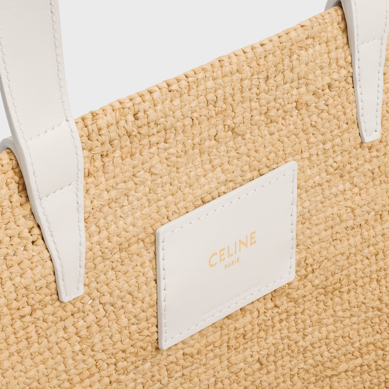 MEDIUM SUPPLE CELINE CLASSIC PANIER IN Raffia and calfskin - RICE - PANIER - 1 | CELINE