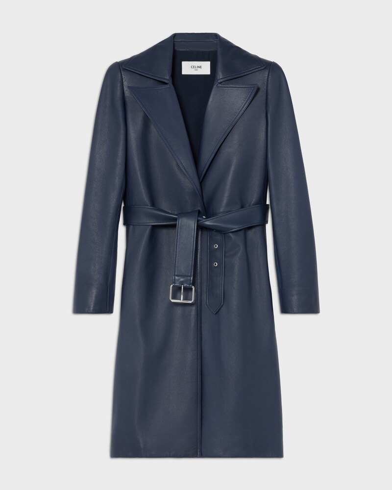 Casaco em couro de cordeiro suave - azul police -  - 1 | CELINE