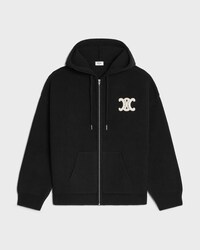 hooded cardigan IN RIBBED WOOL - BLACK -  - 1 | CELINE