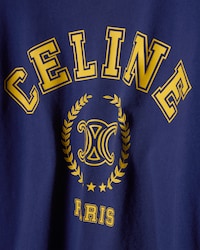 CAMISETA EN PUNTO DE ALGODÓN - AZUL MARINO LAVADO / AMARILLO -  - 2 | CELINE