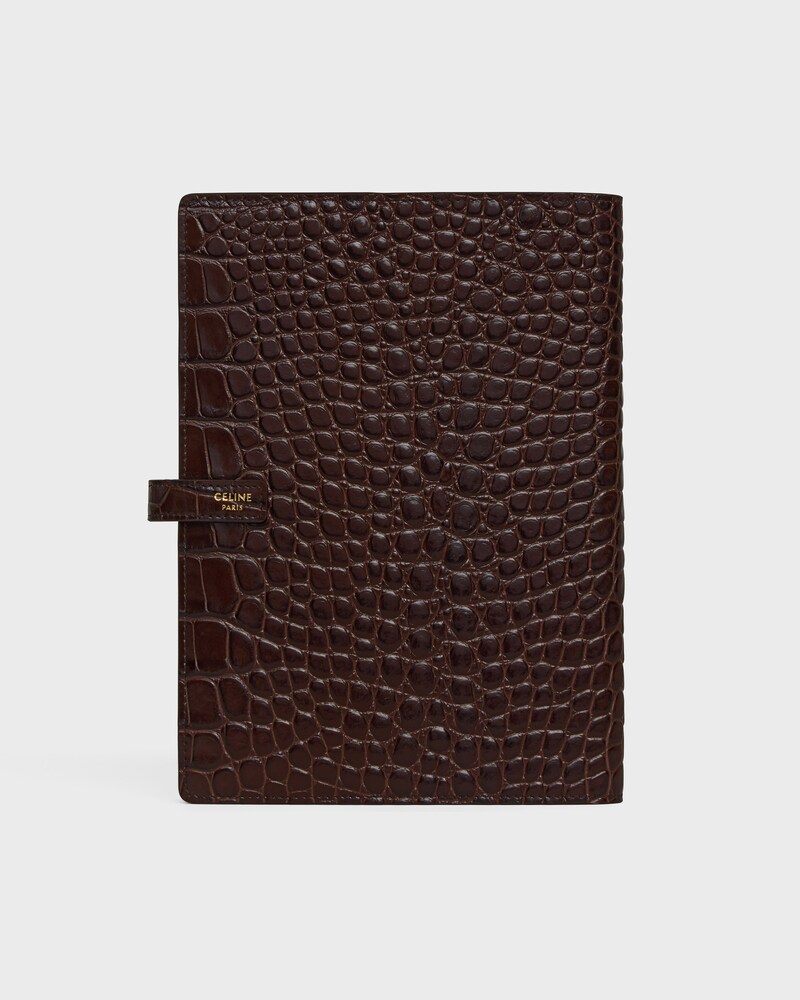 MEDIUM NOTEBOOK COVER IN CROCODILE NILOTICUS - CHOCOLATE - STATIONERY - 1 | CELINE