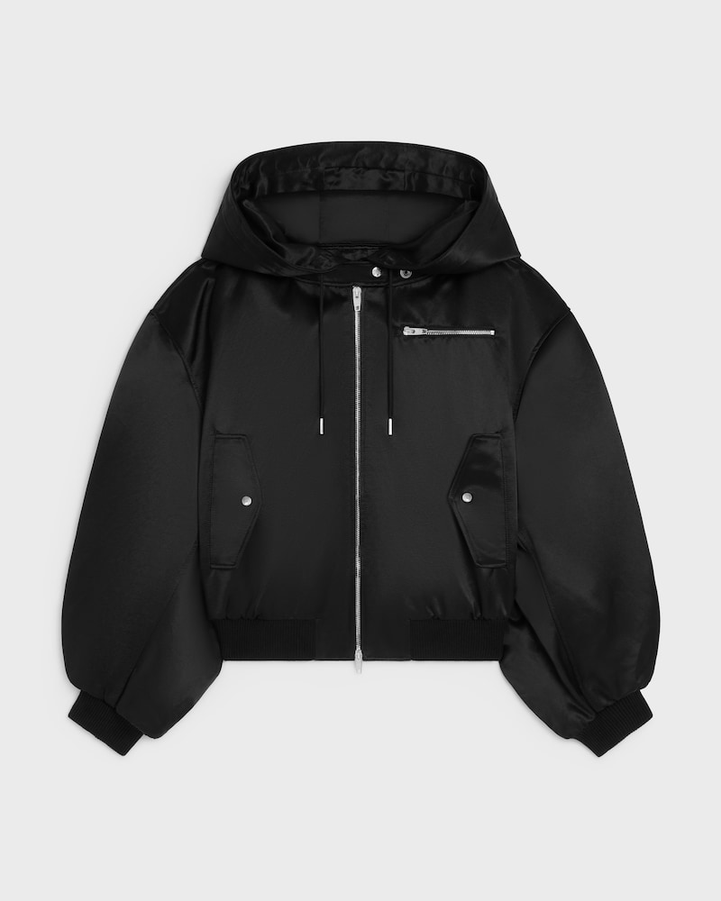 bomber jacket IN cotton satin - BLACK -  - 1 | CELINE
