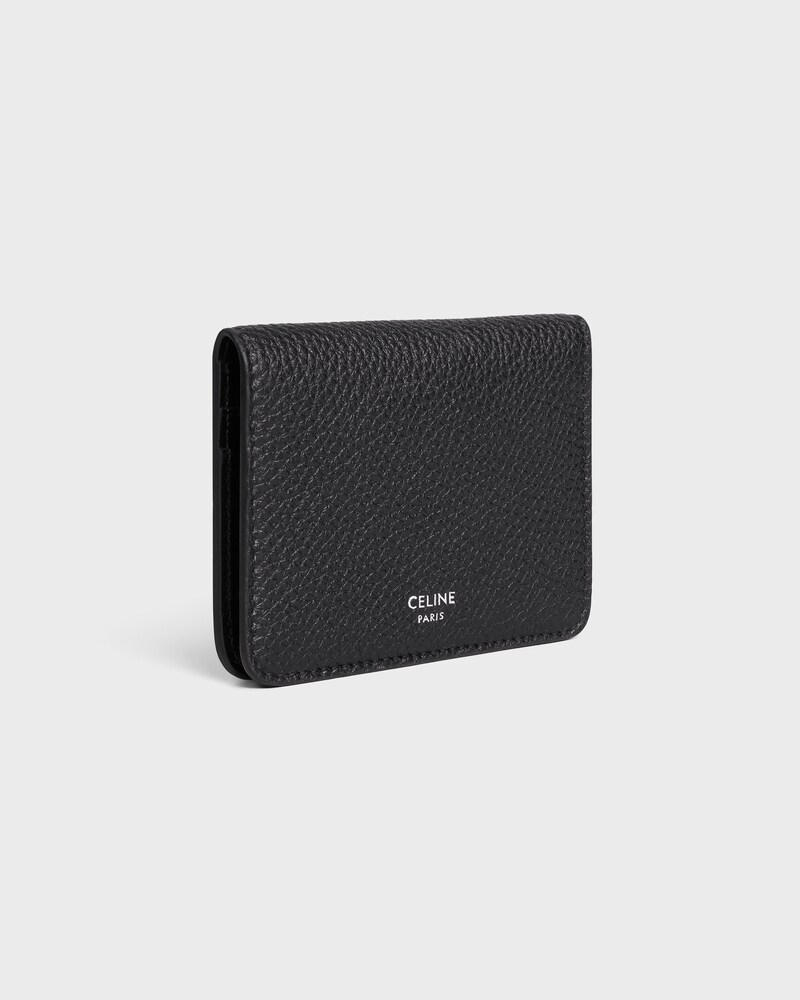 BI-FOLD CARD HOLDER IN Grained Calfskin - BLACK - CARD HOLDERS - 1 | CELINE