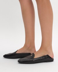 AURA LOAFER IN CROCODILE STAMPED LAMBSKIN - BLACK -  - 2 | CELINE