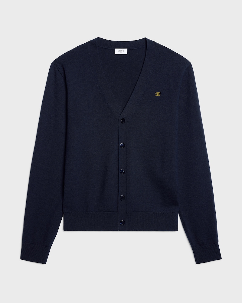 cardigan IN fine wool - NAVY -  - 1 | CELINE