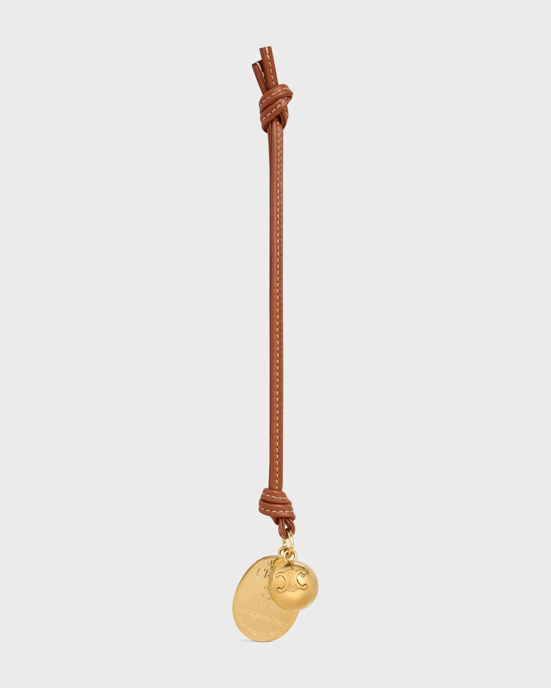 MAISON CELINE MEDALLION CHARM IN SMOOTH LAMBSKIN AND METAL - TAN - BAG CHARMS - 1 | CELINE