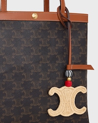 TRIOMPHE CHARM IN RAFFIA AND NATURAL CALFSKIN - NATURAL / TAN - ACCESSORIES - 2 | CELINE