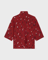 lavalliere top IN crepe de chine - BURGUNDY/BLACK/CHALK -  - 1 | CELINE
