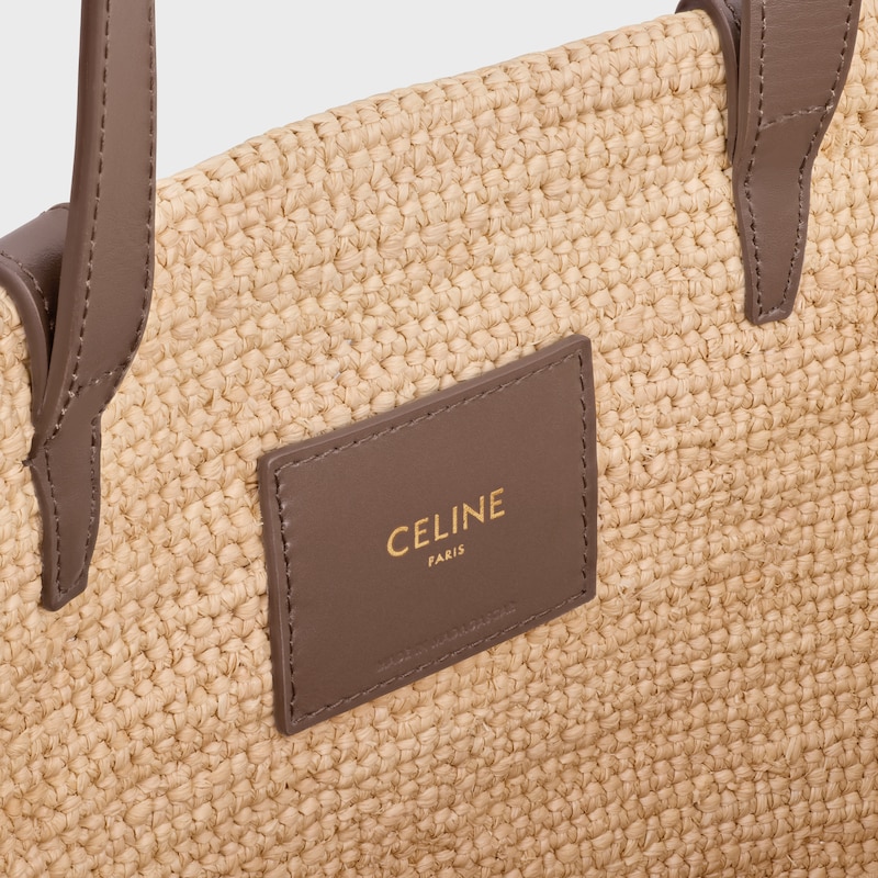 Celine Classic Panier moyen modèle Souple Raphia et veau - GLAZED BROWN - PANIER - 1 | CELINE