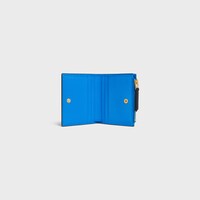 COMPACT WALLET TRIOMPHE STAMP IN SUPPLE GRAINED CALFSKIN - BLACK / ULTRA BLUE - NEW - 2 | CELINE