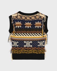 TOP DE CACHEMIRA CON JACQUARD - MARRÓN / GRIS -  - 2 | CELINE