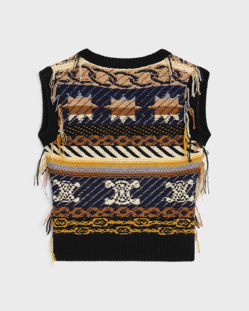 top cachemire jacquard - BROWN / GREY -  - 1 | CELINE