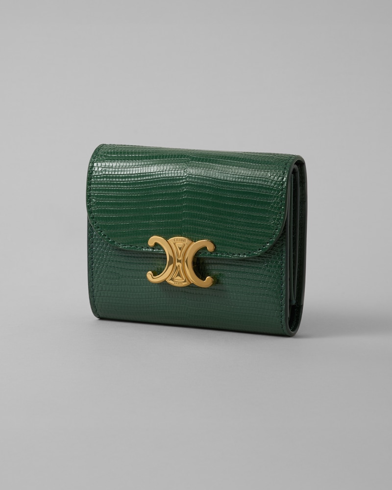 Petit portefeuille Triomphe LÉZARD - VERT PIN - PORTEFEUILLES - 1 | CELINE