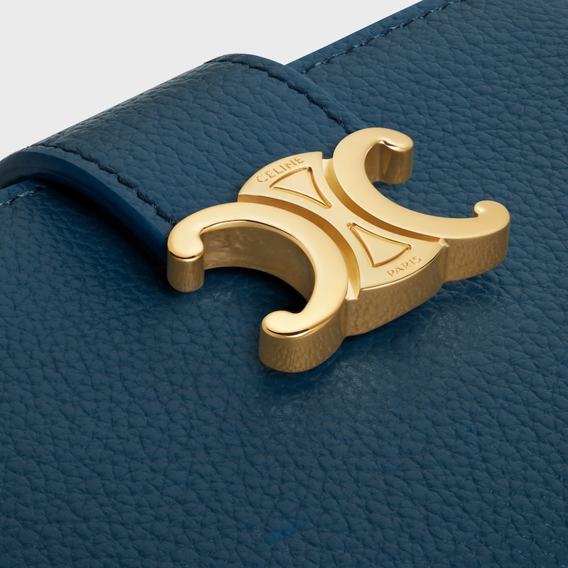 FINE STRAP WALLET NINO IN SUPPLE GRAINED CALFSKIN - TEAL BLUE - WALLETS - 1 | CELINE