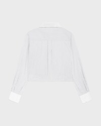 cropped shirt in striped poplin - CRAIE/NAVY -  - 2 | CELINE