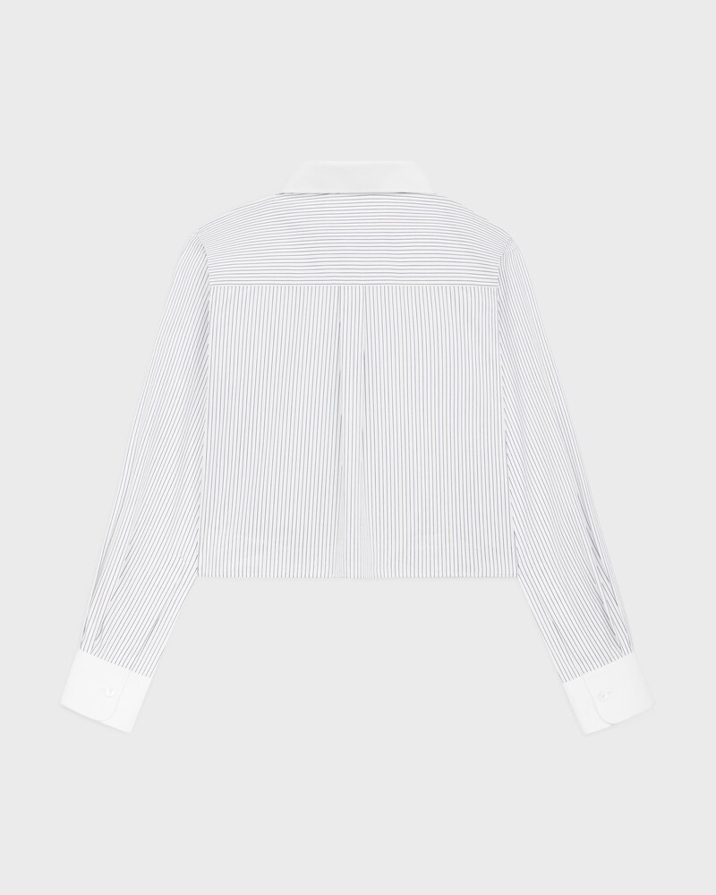 chemise cropped coton ray&eacute; - CRAIE/NAVY -  - 1 | CELINE