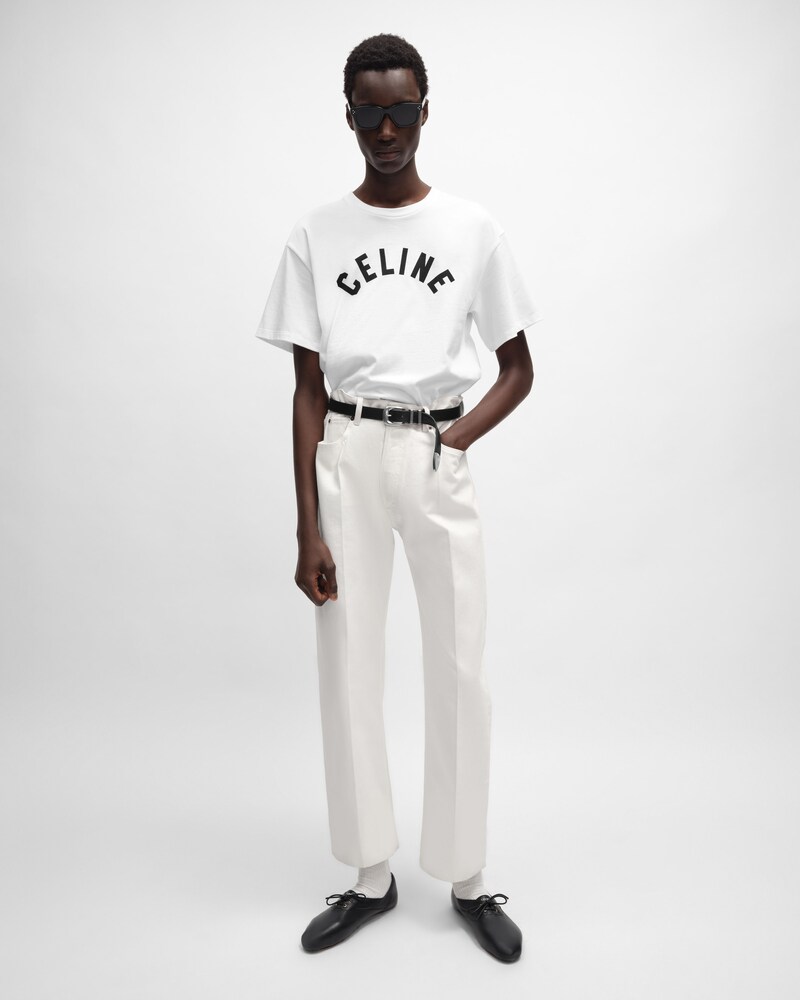 t-shirt IN cotton jersey - OPTIC WHITE/BLACK -  - 1 | CELINE