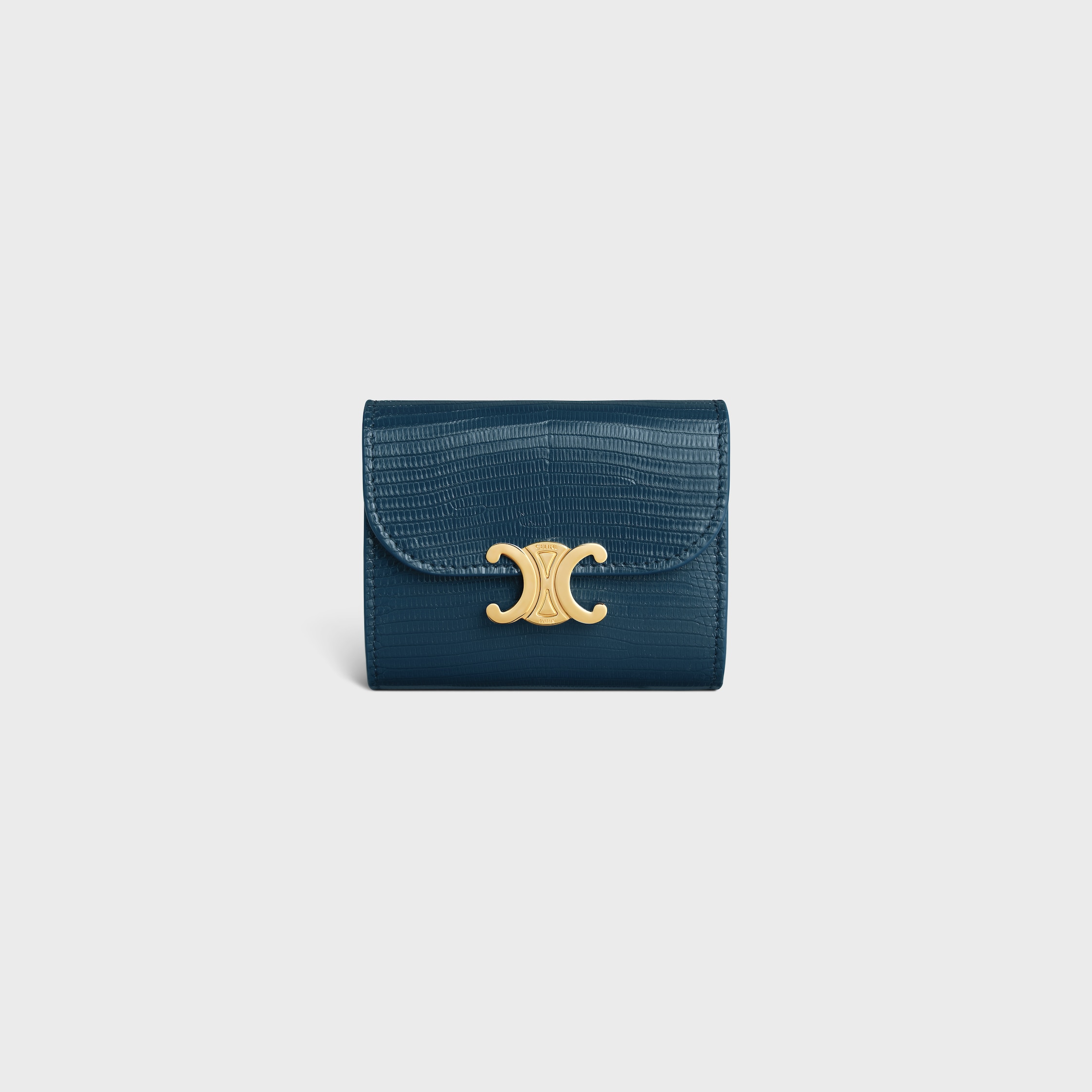 Small Flap Wallet TRIOMPHE IN LIZARD - TEAL BLUE | CELINE