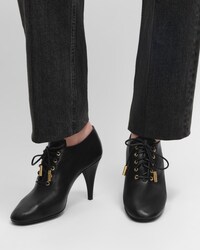 BALLERINE LACÉE À TALON SOFT OXFORD EN CUIR DE VEAU - TANNAGE VÉGÉTAL - Noir -  - 2 | CELINE