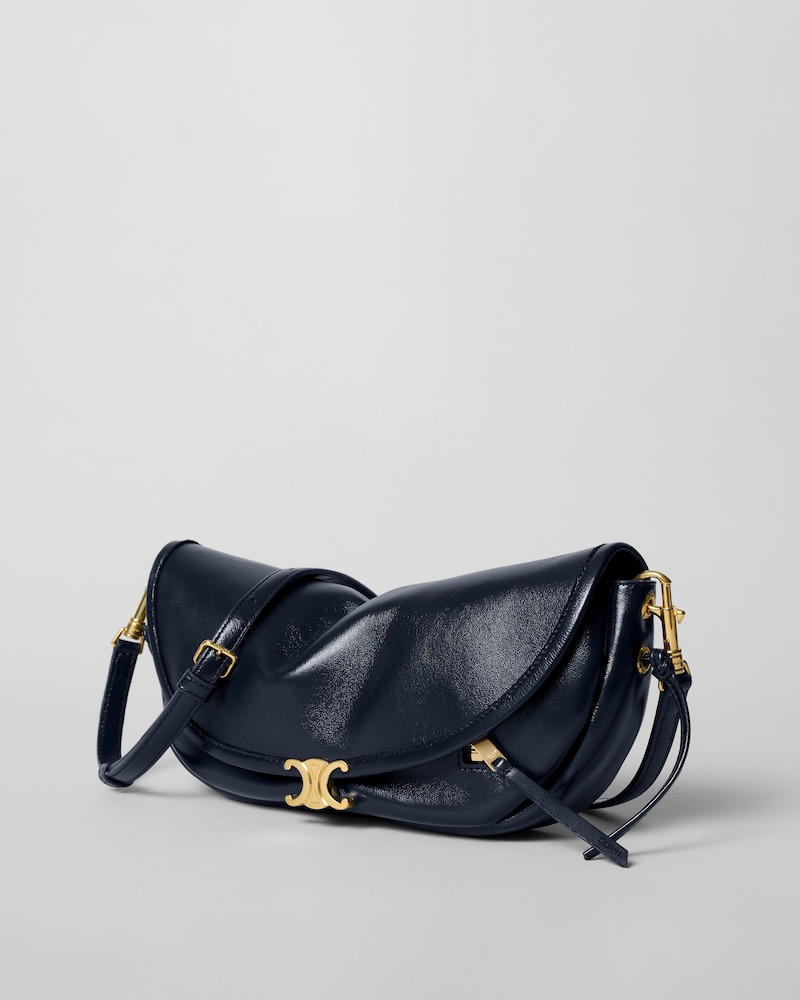 SOFT TRIOMPHE LITTLE HALFMOON IN SHINY LAMBSKIN - INK BLUE - ALL BAGS - 1 | CELINE
