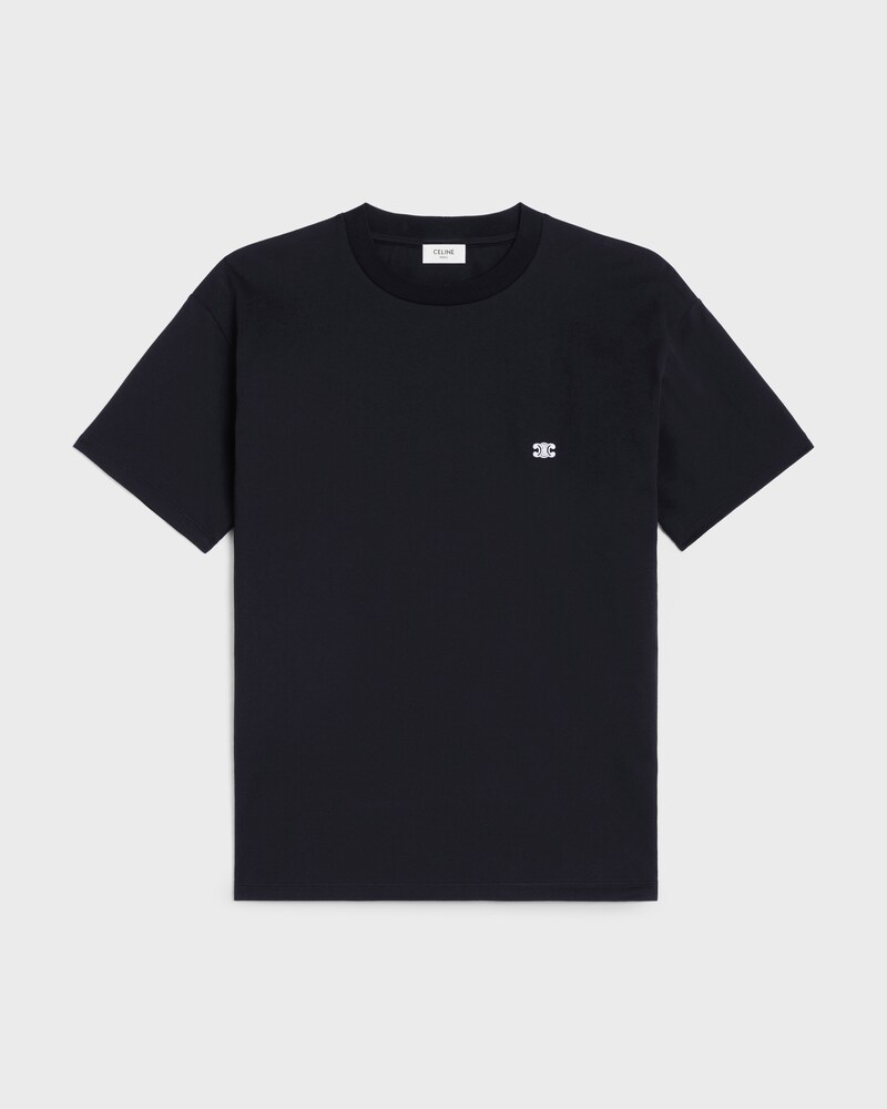 CAMISETA HOLGADA TRIOMPHE DE PUNTO DE ALGODÓN - NEGRO / BLANCO -  - 1 | CELINE