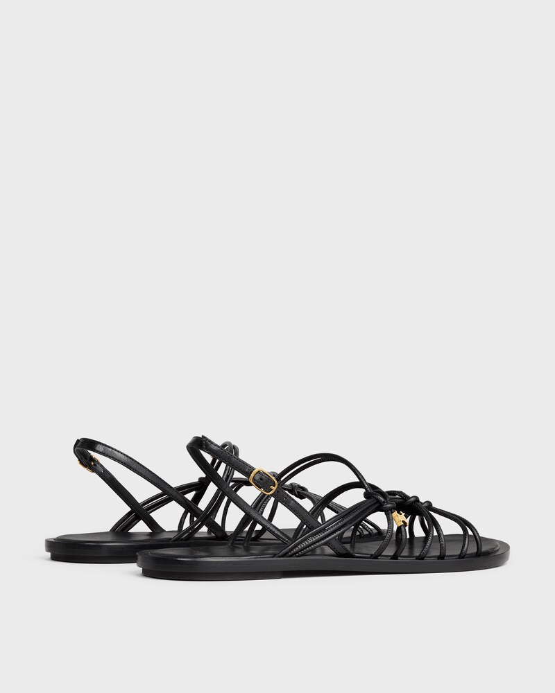 KNOTS TRIOMPHE FLAT SANDAL IN GOATSKIN - BLACK -  - 1 | CELINE