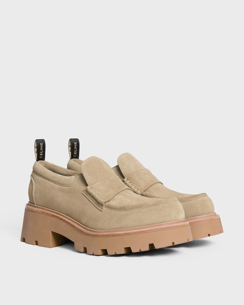 celine triomphe mocassins EN CUIR DE VEAU VELOURS - BEIGE -  - 1 | CELINE